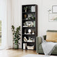Six Tier Open Bookcase Tall Freestanding Shelving Black-1