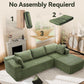 106 Inch Emerald Corduroy Luxurious Sectional Sofa