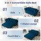 Blue Queen Size Three In One Convertible Sleeper Sofa
