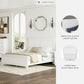 Queen Panel Bed White With Sculpted Ornate Tapered Feet-3