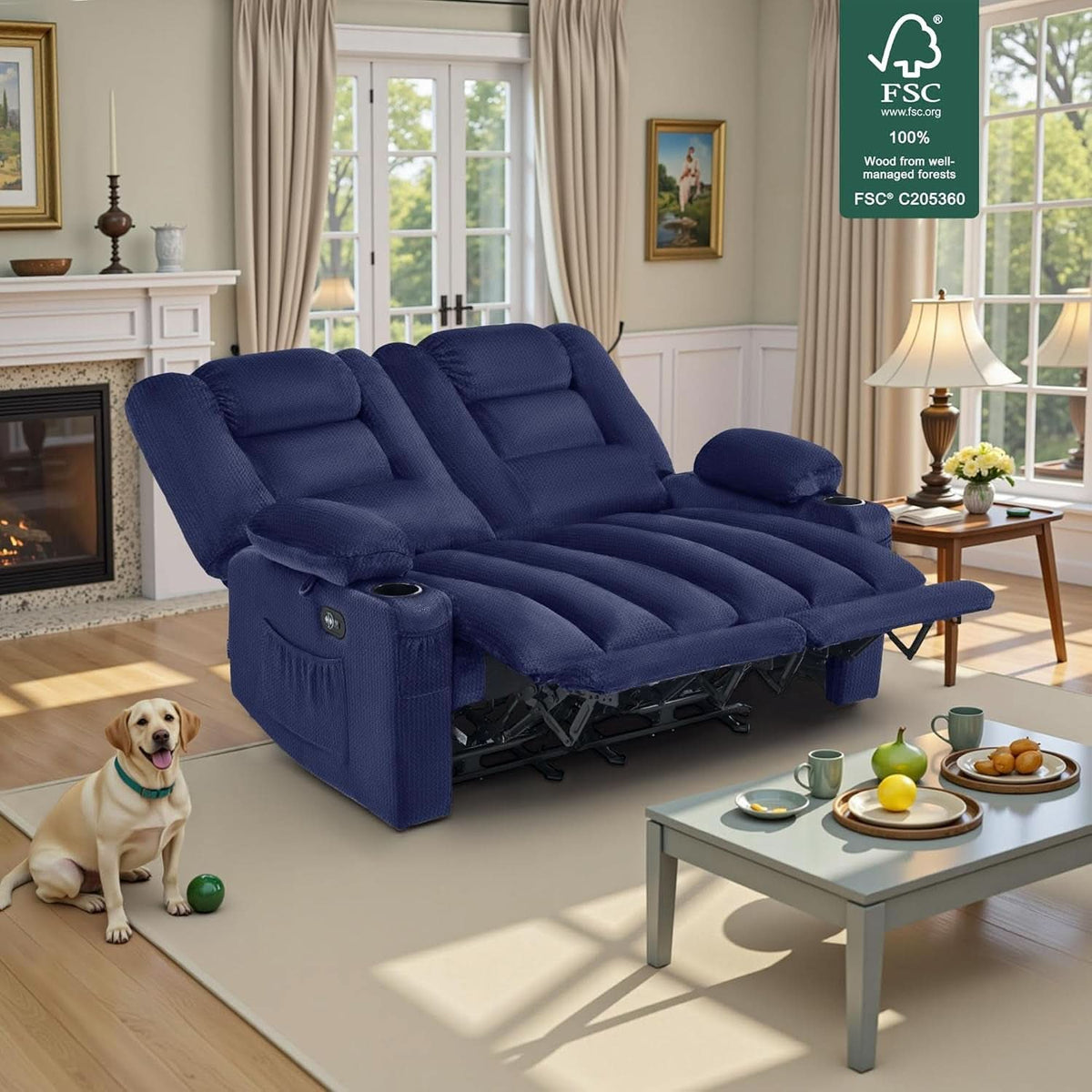 Navy Blue Zero Gravity Therapeutic Massage Recliner