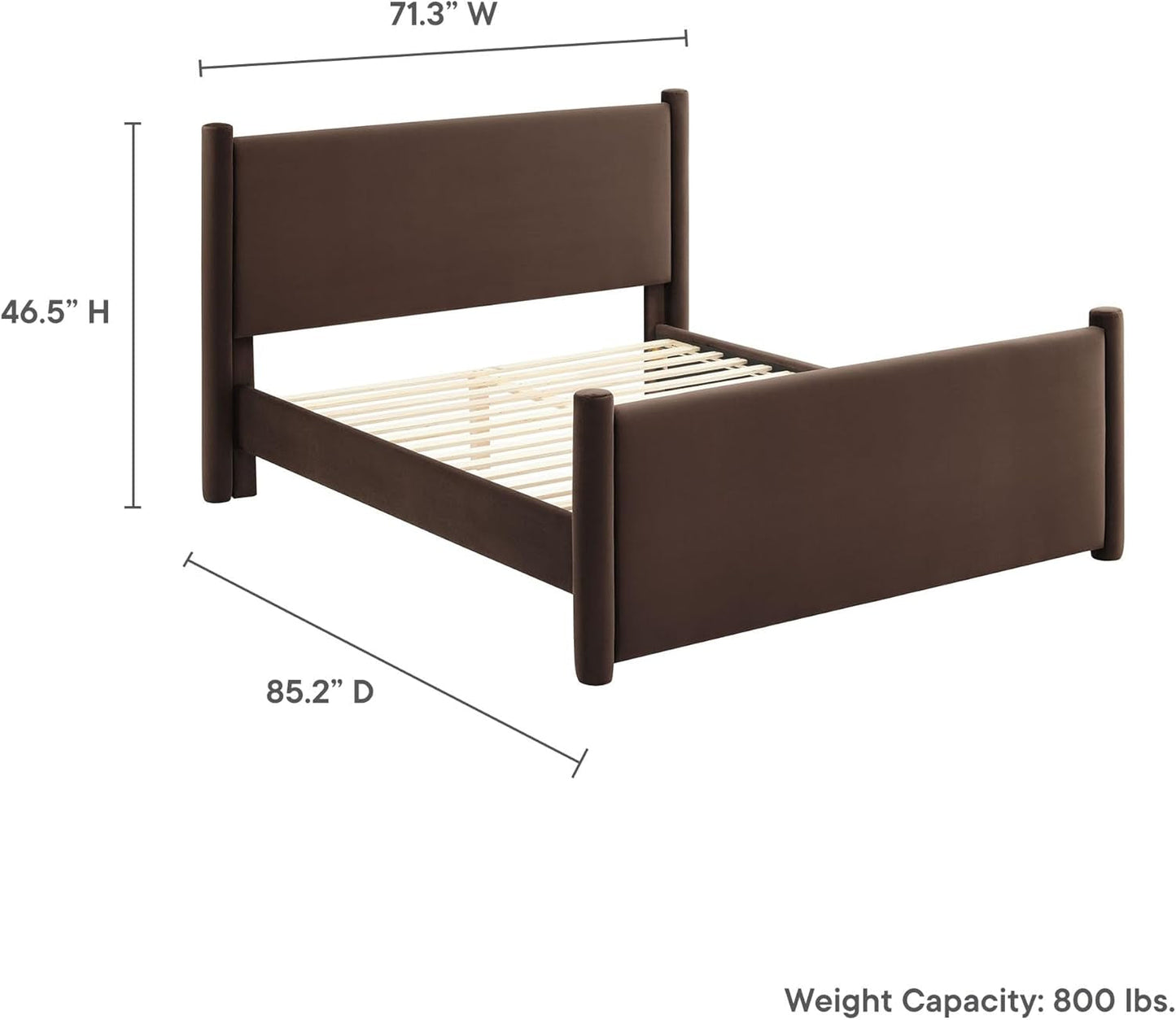 Queen Platform Bed Frame With Upholstered Headboard