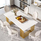 White Gold Wood Dining Table 70 Inch Rectangular For Dining Room-4