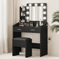 Black Vanity Table Set With Illuminated Dimmable LED