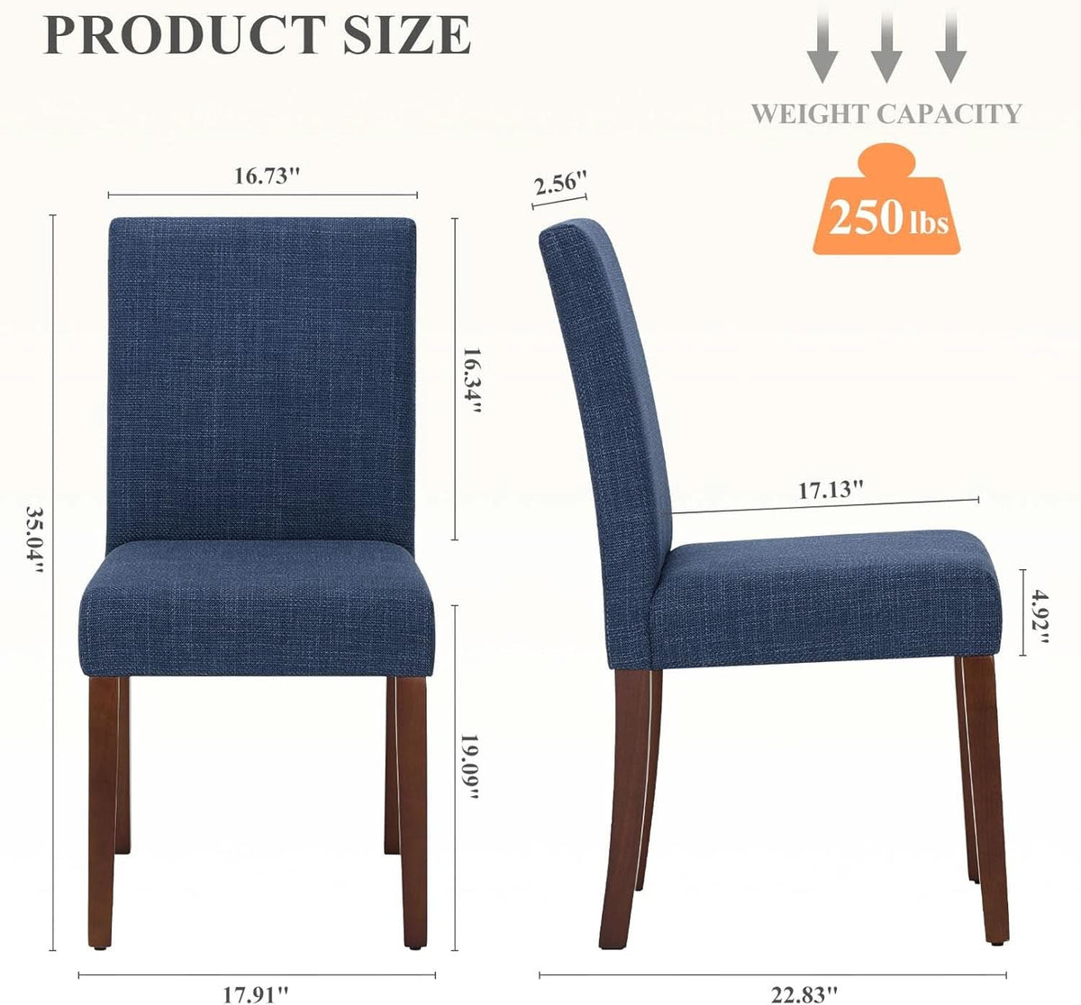 Blue Upholstered Parsons Dining Chairs Contemporary Set