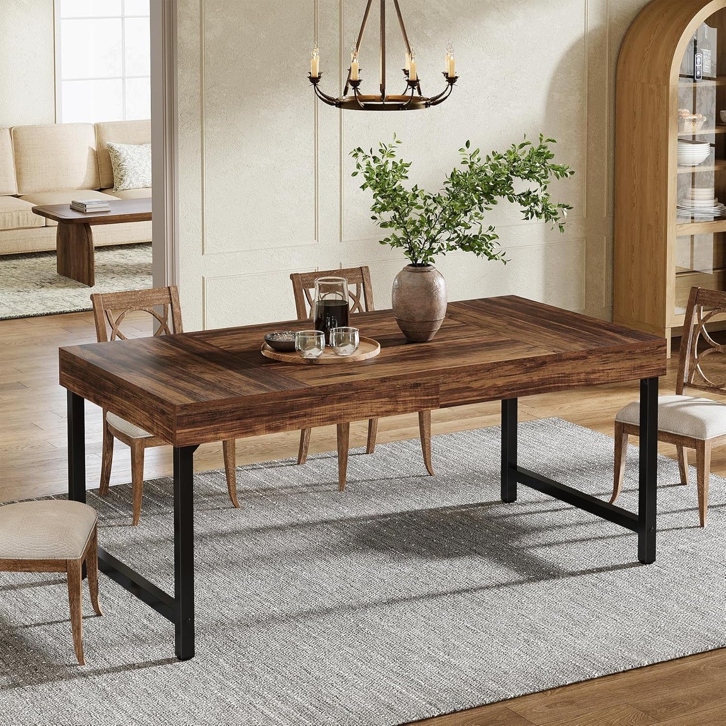 Walnut 55 Inch Rectangular Dining Table Construction