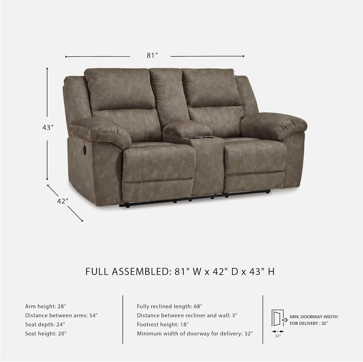 Gray Double Reclining Faux Leather Loveseat Deluxe