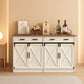 White Brown Farmhouse Buffet Cabinet Adjustable Shelves-0