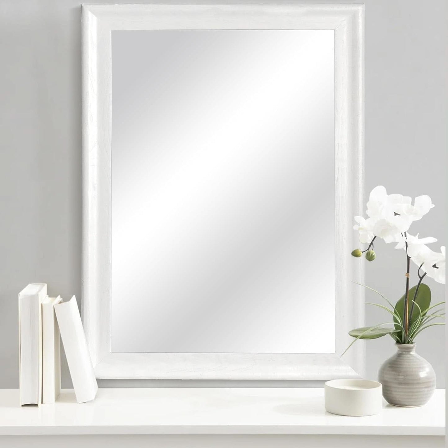 White Wood Wall Mirror 30 X 40 Inch Rectangle Rustic Vanity Mirror