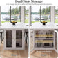 Extendable Dining Table White Marble Storage Compartment