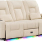 Power Loveseat Recliner Sofa Beige Ambient Lighting