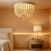White Boho Beaded Flush Mount Ceiling Light 3 Lights