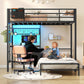 Twin Over Twin Bunk Bed With Desk Integrated LED Lighting