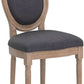 Set Of 4 French Vintage Dining Chairs Solid Wood Frame Tufted Fabric