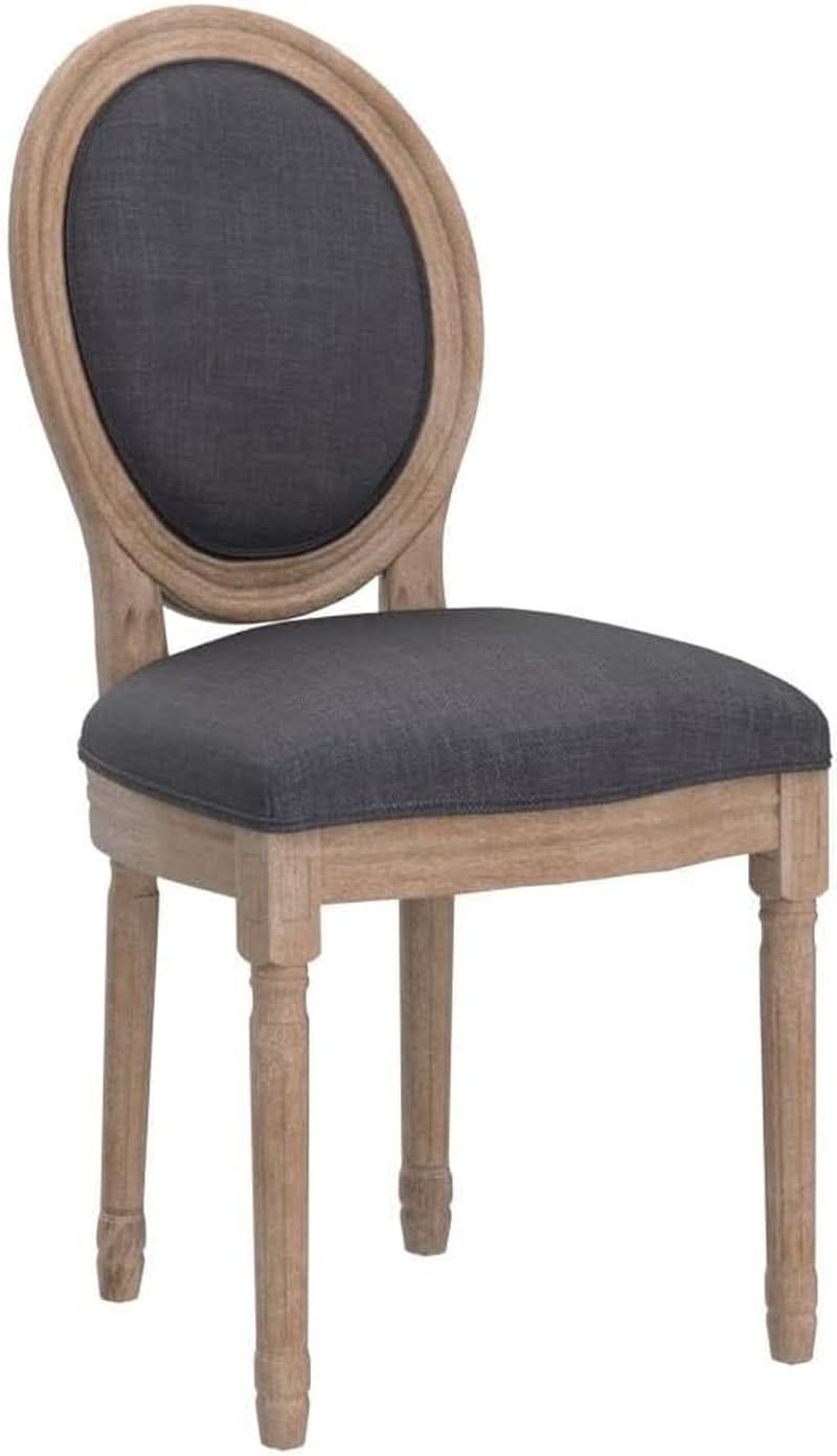 Set Of 4 French Vintage Dining Chairs Solid Wood Frame Tufted Fabric