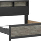 King Bed Frame With Bookcase Headboard Warm Gray Matte Black
