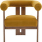 Luxurious Mustard Velvet Barrel Chair Solid Walnut
