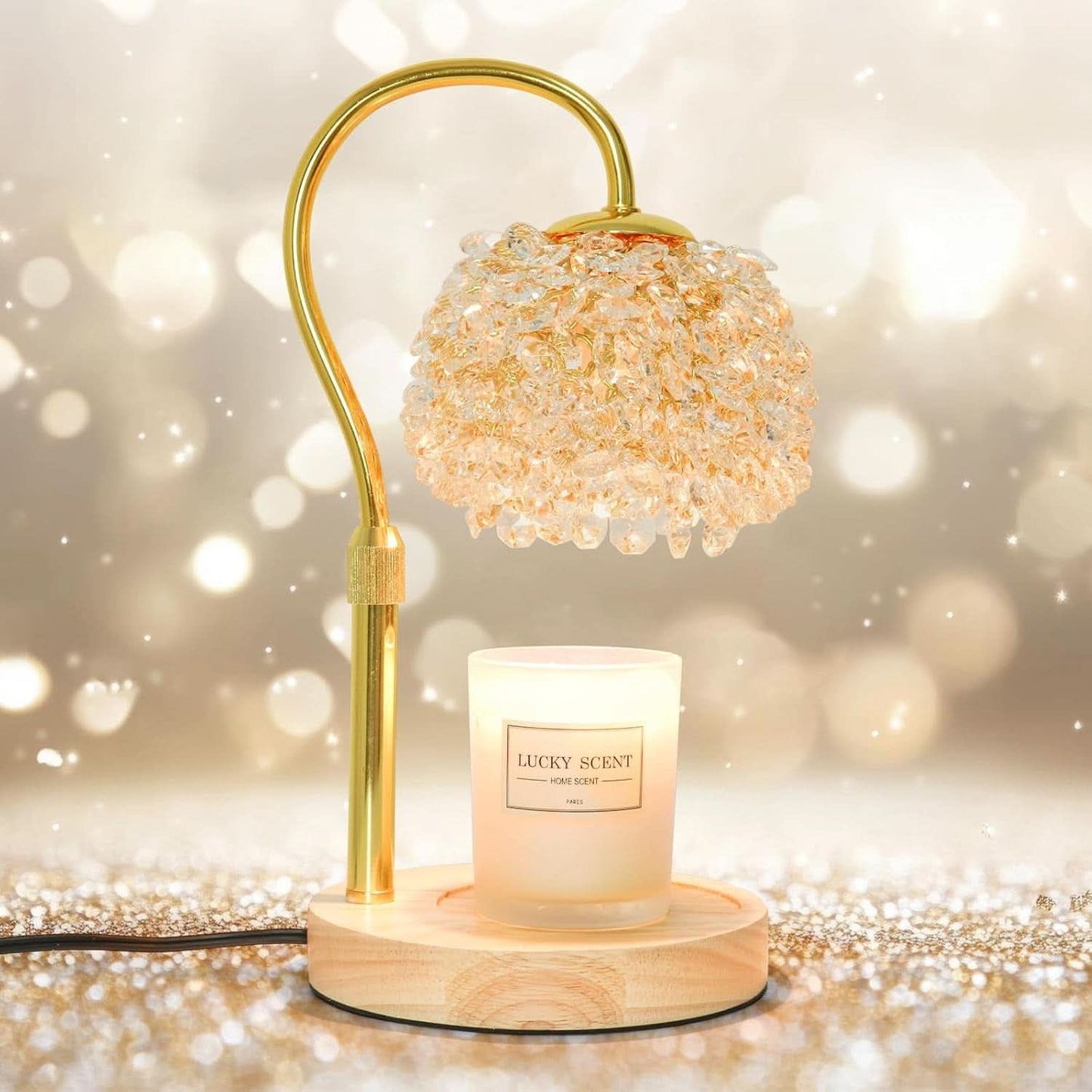 Candle Warmer Lamp Adjustable Height Crystal Lampshade