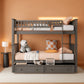 Grey Twin Bunk Bed With Storage Drawers Safety Rail