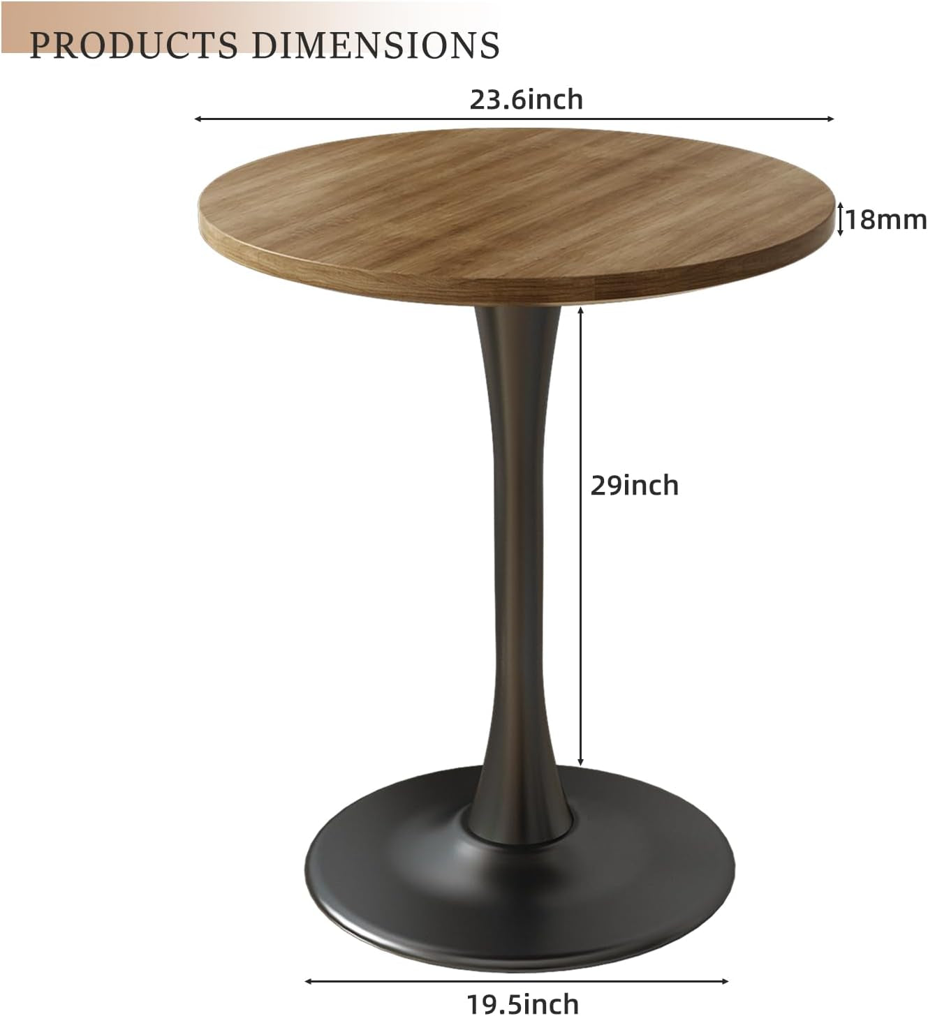 Midcentury Walnut Tulip 24Inch Pedestal Furniture Table