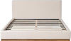Queen Boucle Platform Bed Featuring White Upholstery
