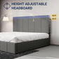 King Size Grey Velvet Upholstered Platform Bed Frame