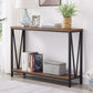 Industrial Oak Rustic Sofa Console Table Two Tiered
