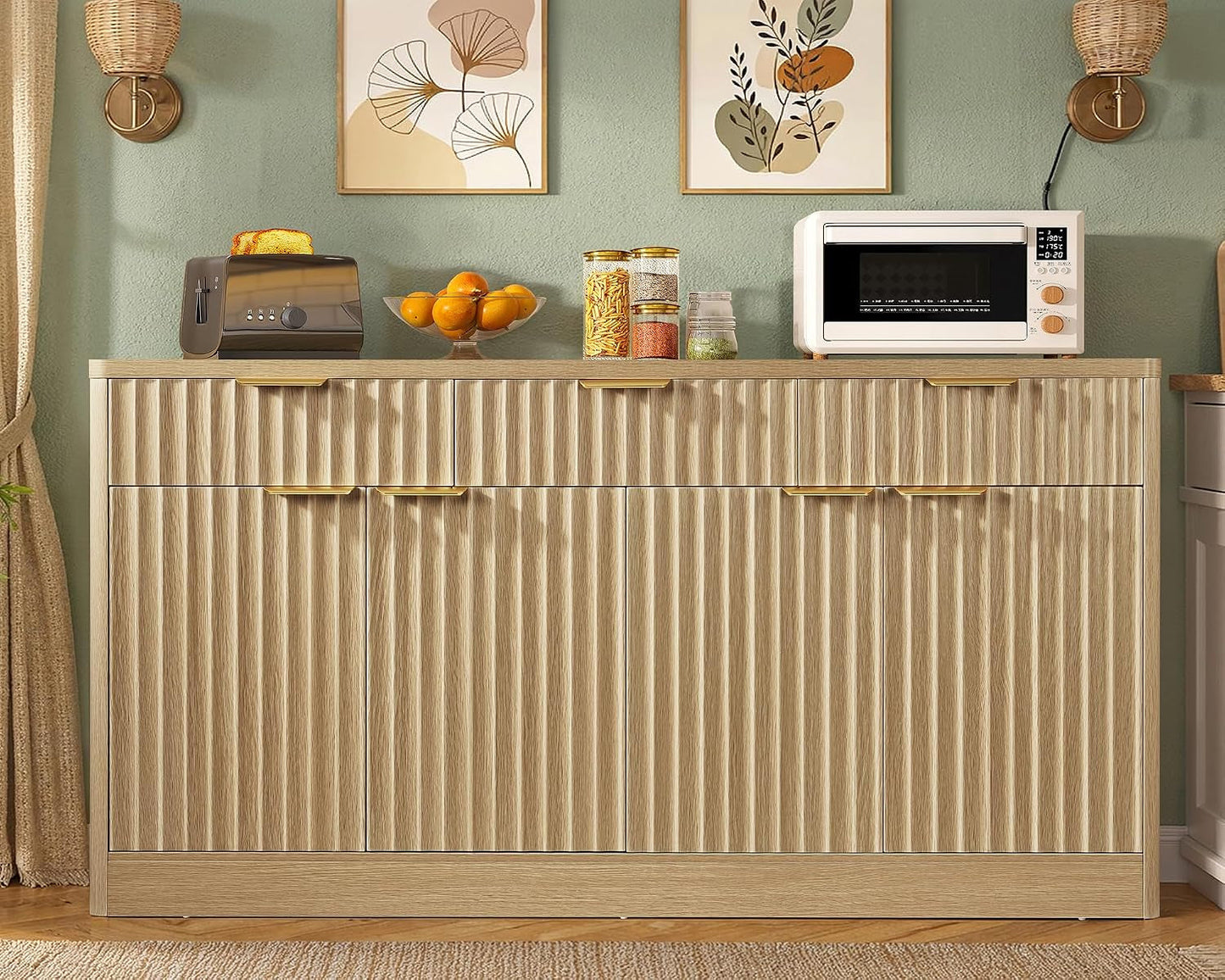 Oversized Buffet Cabinet With Walnut Finish Storage