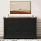 Black FortySevenPointTwoInch Wide Six Drawer Dresser