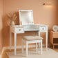 White Solid Wood Vanity Set Featuring Oversized Mirror