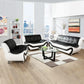 Living Room Faux Leather Sofa Set 3 Piece Black White