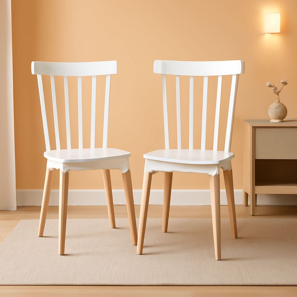 White Polypropylene Dining Chairs With Beechwood Legs