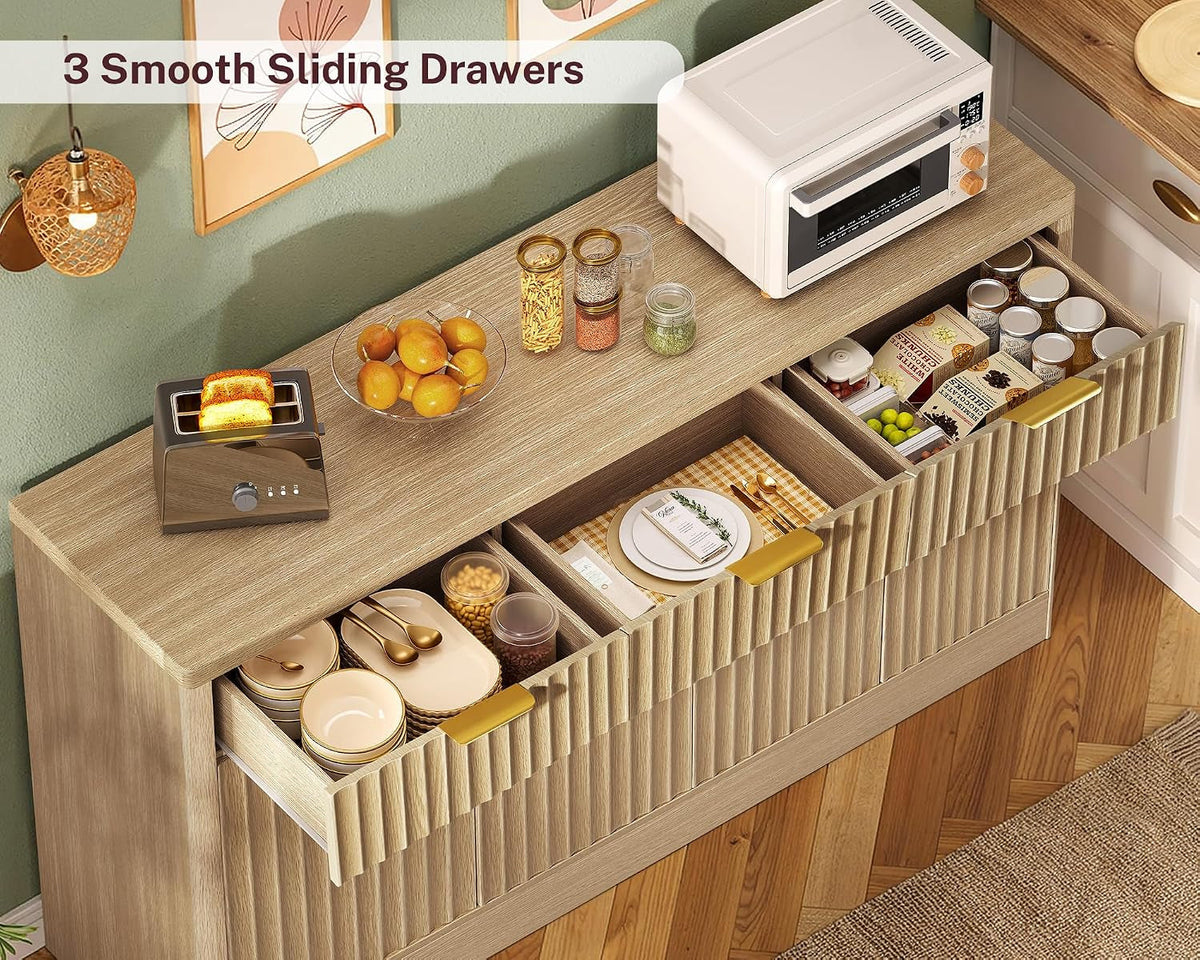 Oversized Buffet Cabinet With Walnut Finish Storage