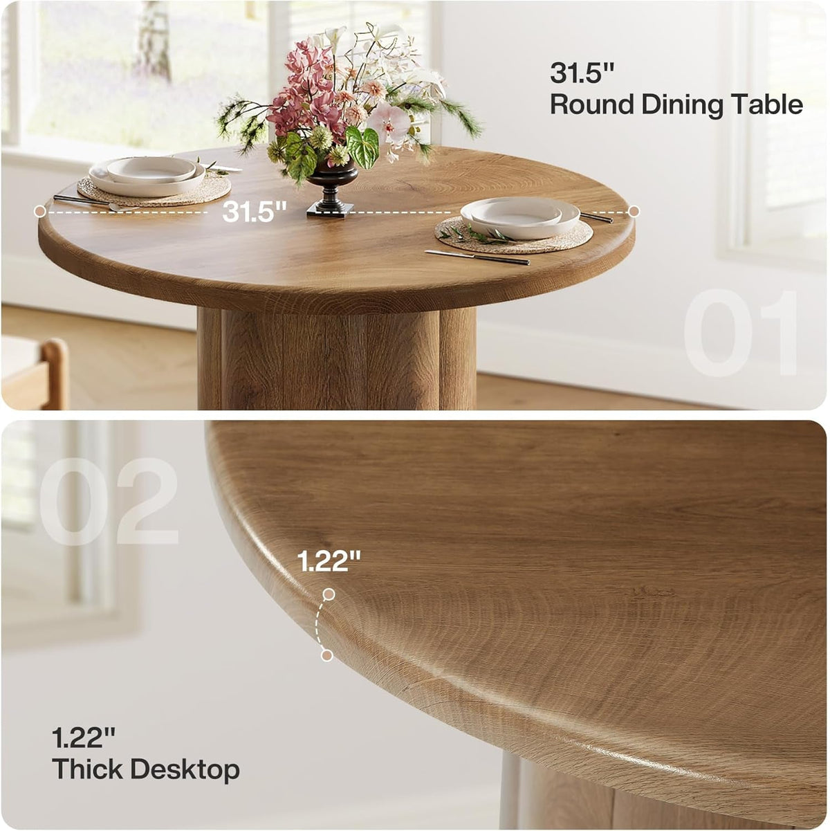 Circular Dining Table Thirty One Inch Sturdy Base Design