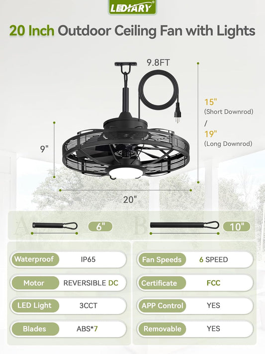 Outdoor Ceiling Fan With Lights IP65 Weather resistant
