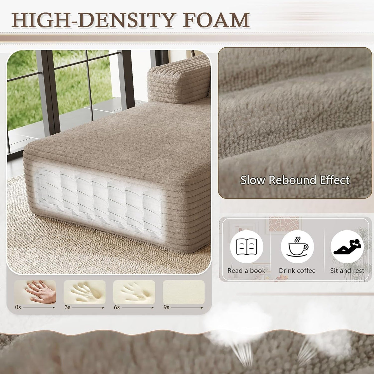 95-Inch Modular Sectional Sofa Sleeper Upholstered