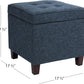 Navy Textured Square Tufted Storage Ottoman Compact