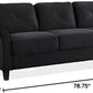 2 Piece Living Room Sofa And Loveseat Set In Black Microfiber Upholstery With 67.3 Inch Total Seat Width-1
