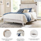 Queen Cross buck Platform Bed White wash Durable Frame