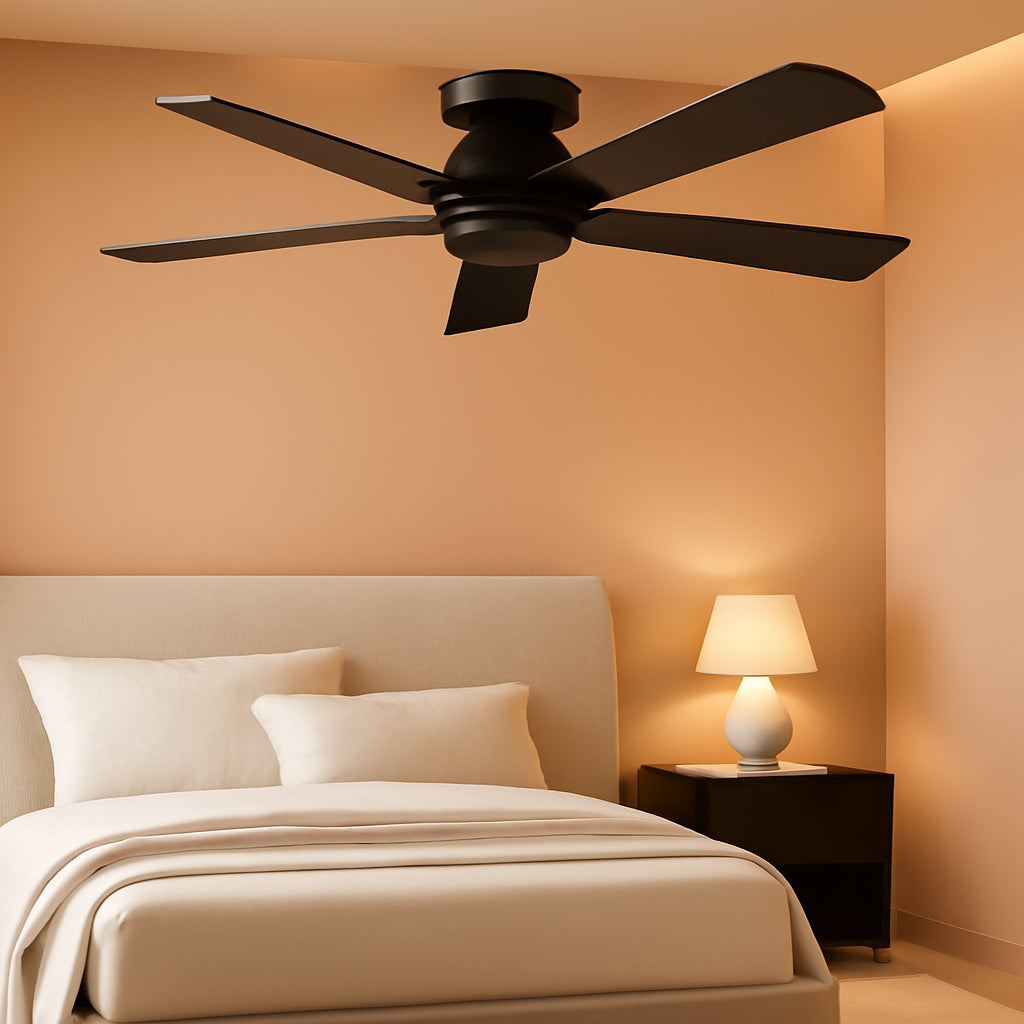 46 Inch Black Low Profile Ceiling Mount Ceiling Fan Remote