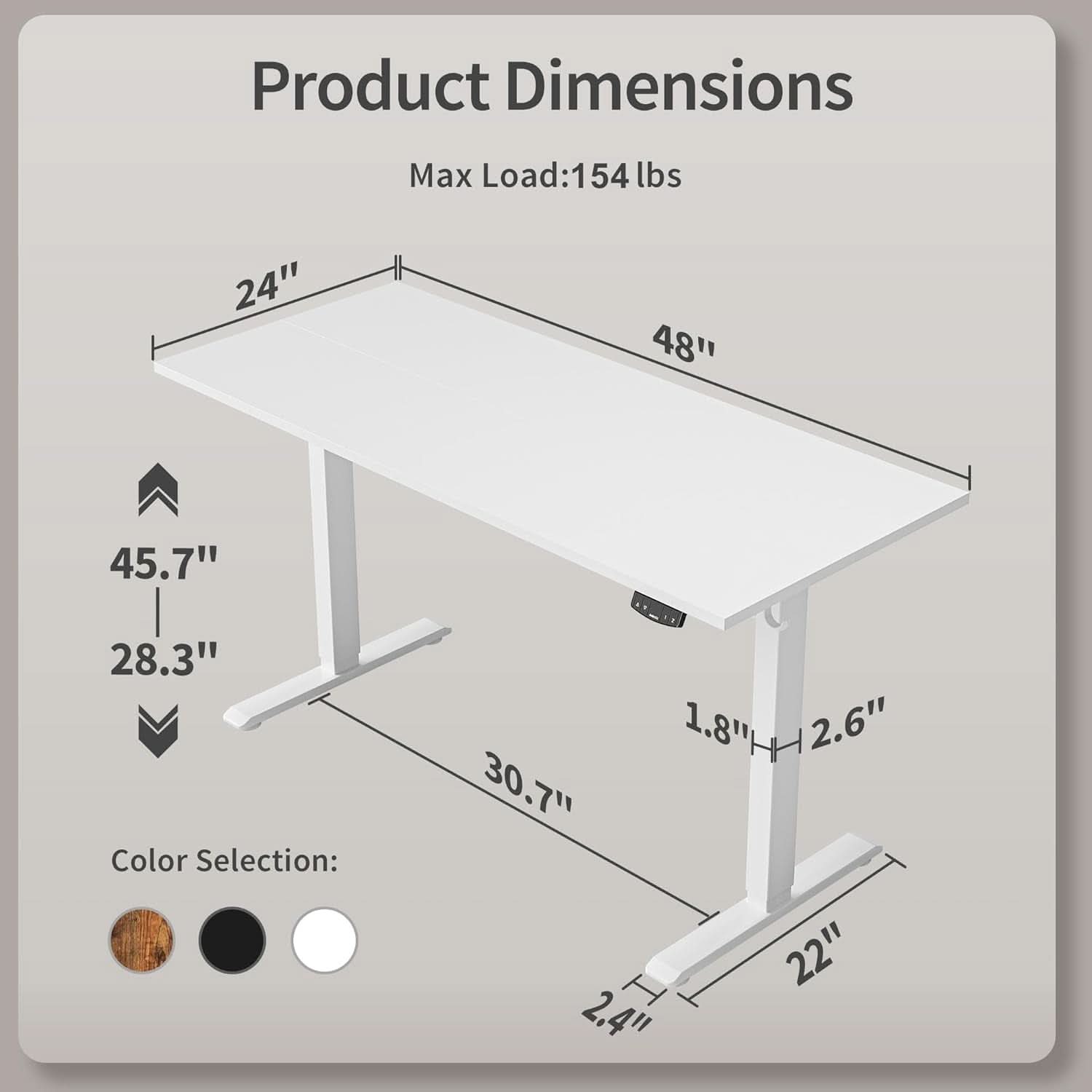 Electric Standing Desk 48x24 Height Adjustable Unit-2