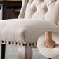 Cream Upholstered Dining Chairs With Diamond Tufted