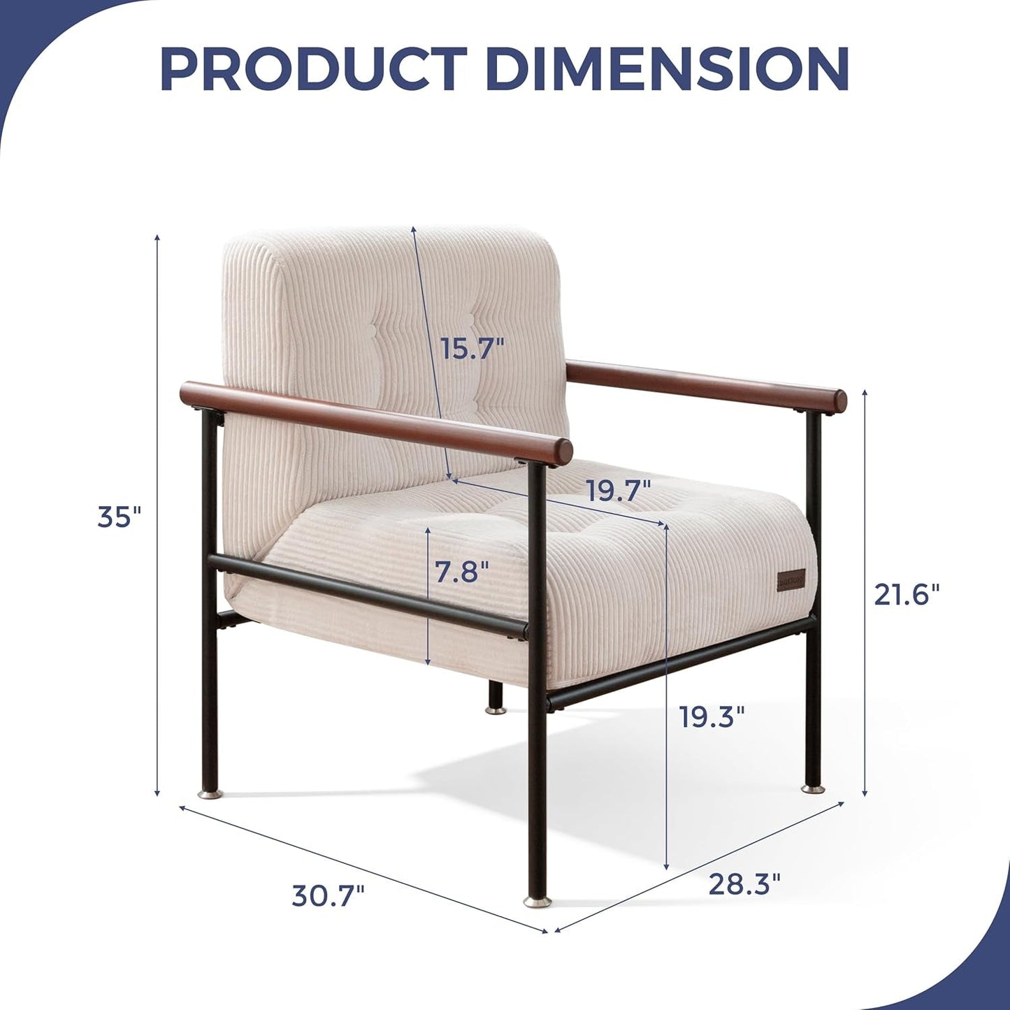 Beige Upholstered Decorative Chair With Metal Frame