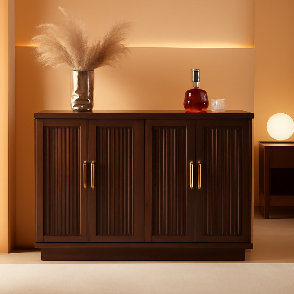 Walnut Sideboard Buffet Cabinet Adjustable Shelves