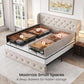 Queen Size Bed Frame Beige Upholstered Tufted Head board