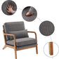 Gray Linen Upholstered MidCentury Chair With Pillow