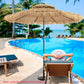 9Ft Thatched Patio Umbrella With Solar Illumination