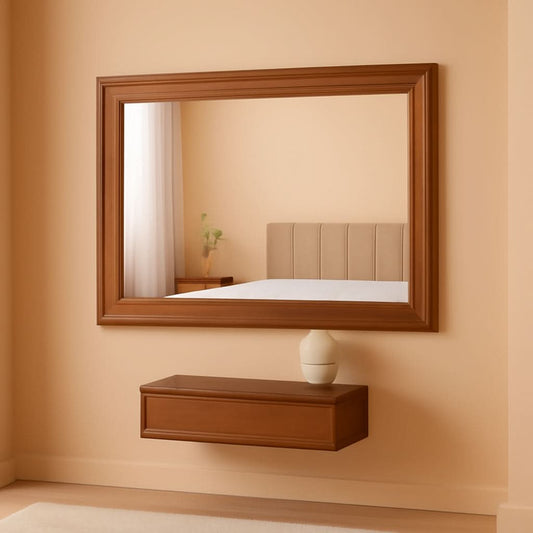 Rectangular Farmhouse Wood Bathroom Mirror 30x40 Brown