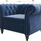 Blue Velvet 2 Piece Living Room Set Sofa Loveseat Chair For Living Room And Office