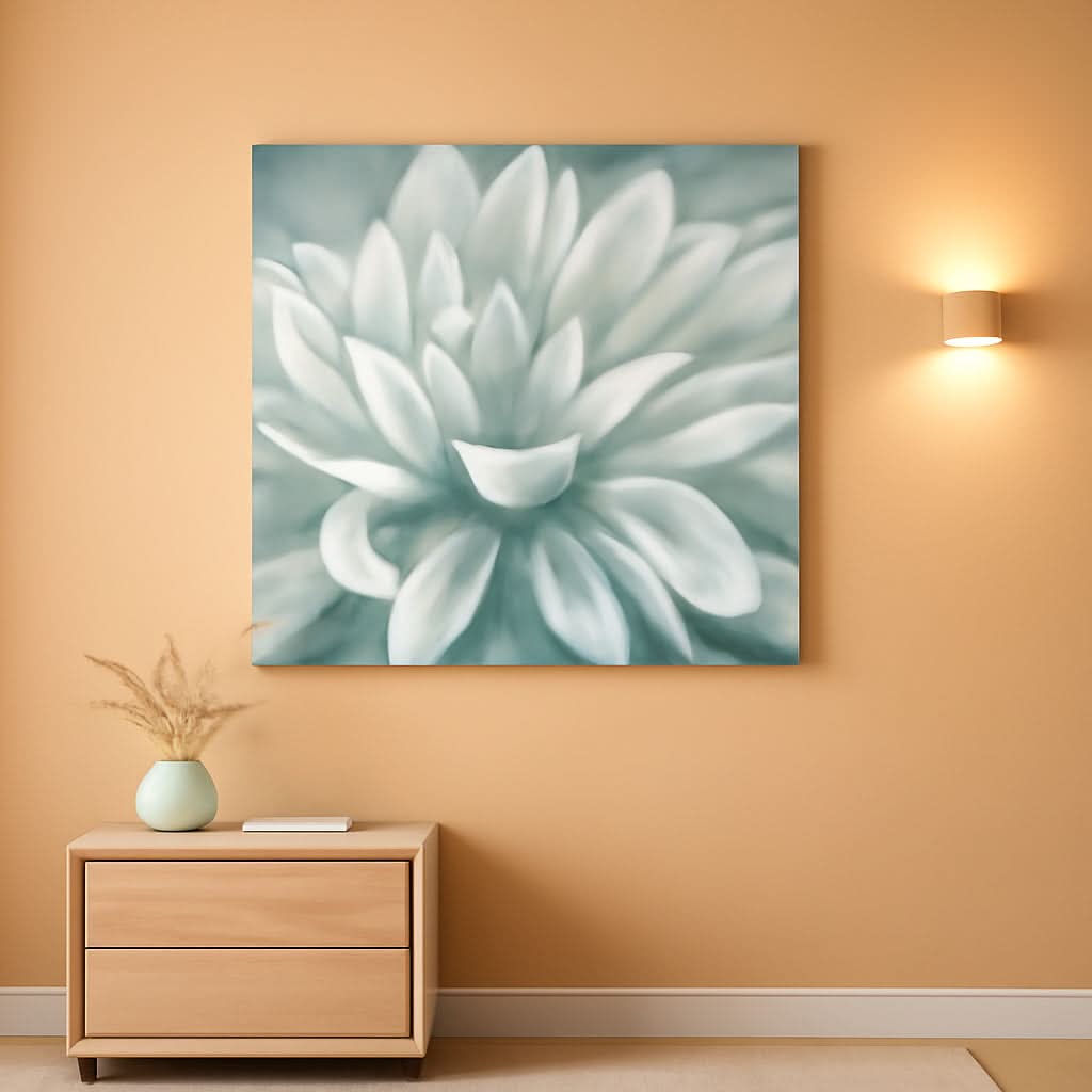 Abstract Floral Canvas Wall Art 36x24In Seafoam Green